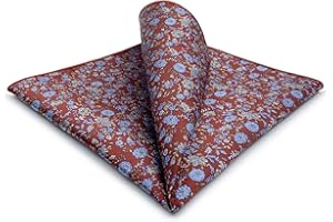 S&W SHLAX&WING Pocket Square for Men Floral Pattern Green Red Wedding Groomsmen