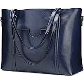 S-ZONE Women Genuine Leather Top Handle Satchel Daily Work Tote Shoulder Bag | Genuine Leather, Top Handle, Daily Work