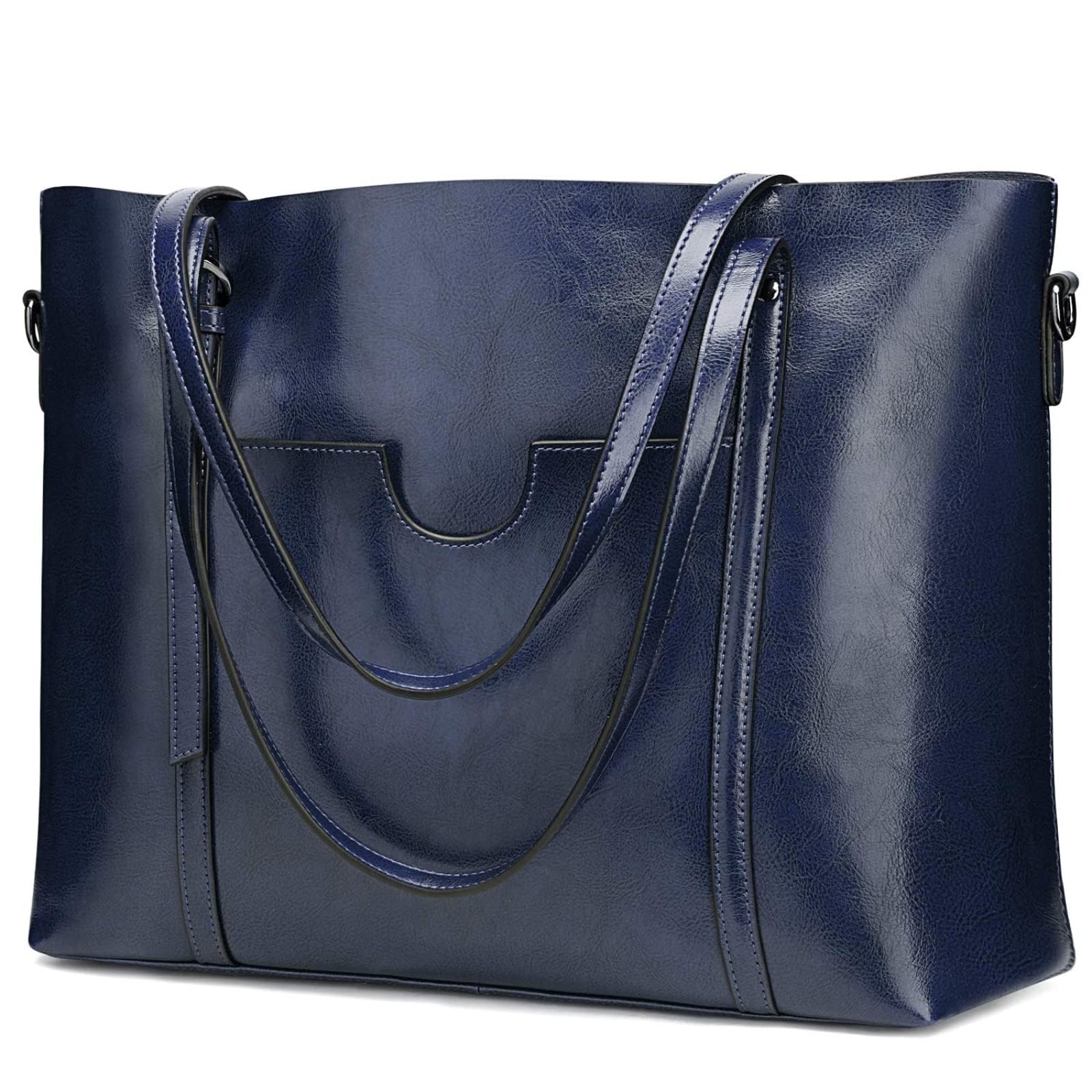 S-ZONE Women's Vintage 3-Way Genuine Leather Tote Shoulder Bag Handbag Fashion Handbag Messenger Bag ( Royal blue)(Size: L)