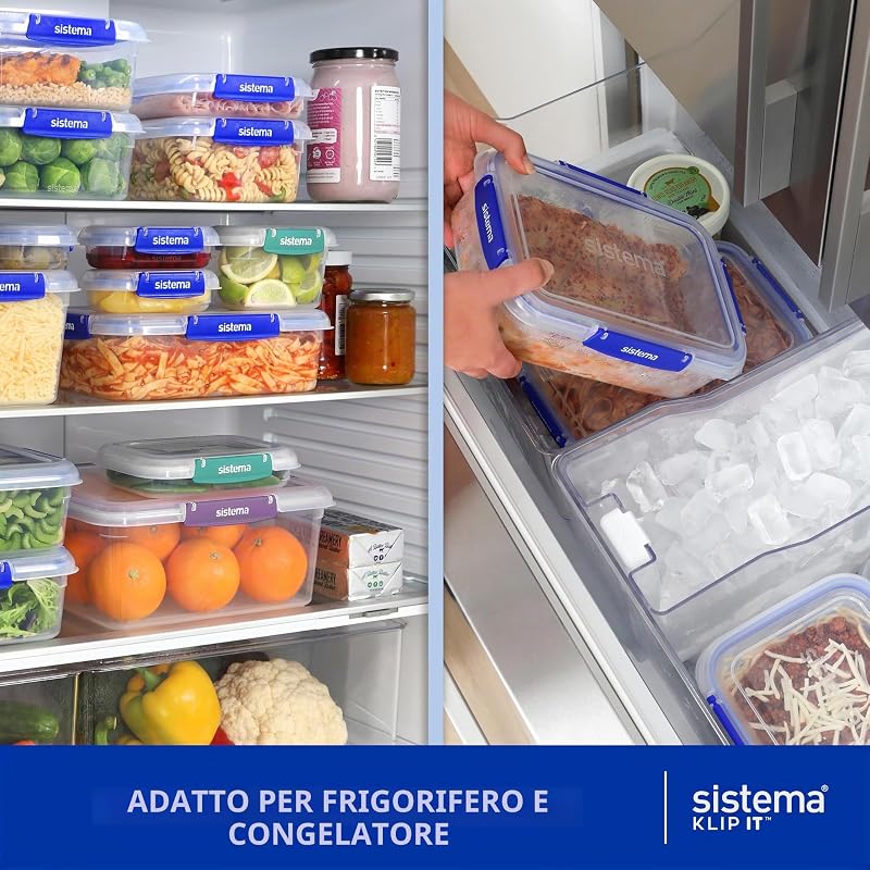 Contenitori per la conservazione degli alimenti Sistema | Contenitori per la preparazione dei pastiscatole per il pranzo e altro | Impilabili ed ermetici | 20 pz. (10 contenitori e coperchi)