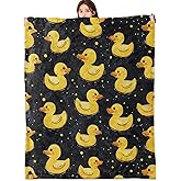 vnlvnl Cute Yellow Rubber Duck Blanket Lightweight Flannel Blankets Birthday Gifts for Adults with Playful Cartoon Printed Throw for Couch Chair Office Bedroom Decor, 60x50inch
