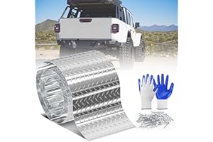 VRUELIA Aluminum Diamond Plate Sheet Metal Coil 0.045" Thick 3003-H22 Alloy - Non-Slip Rustproof Tread, Mill Finish Embossed Panel for Truck Beds, RV Steps & Garage Walls (Natural Silver, 6in. x 120in.)