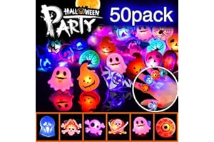 Halloween LED Ring Light Up Rings Halloween Toys Glow in The Dark Halloween Party Favors for Kids Adults LED Flash Rings Ghos
