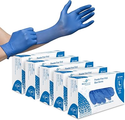 Farla MediHands Blue Large Vinyl Exam Gloves 500 Box Powder Free Latex Free