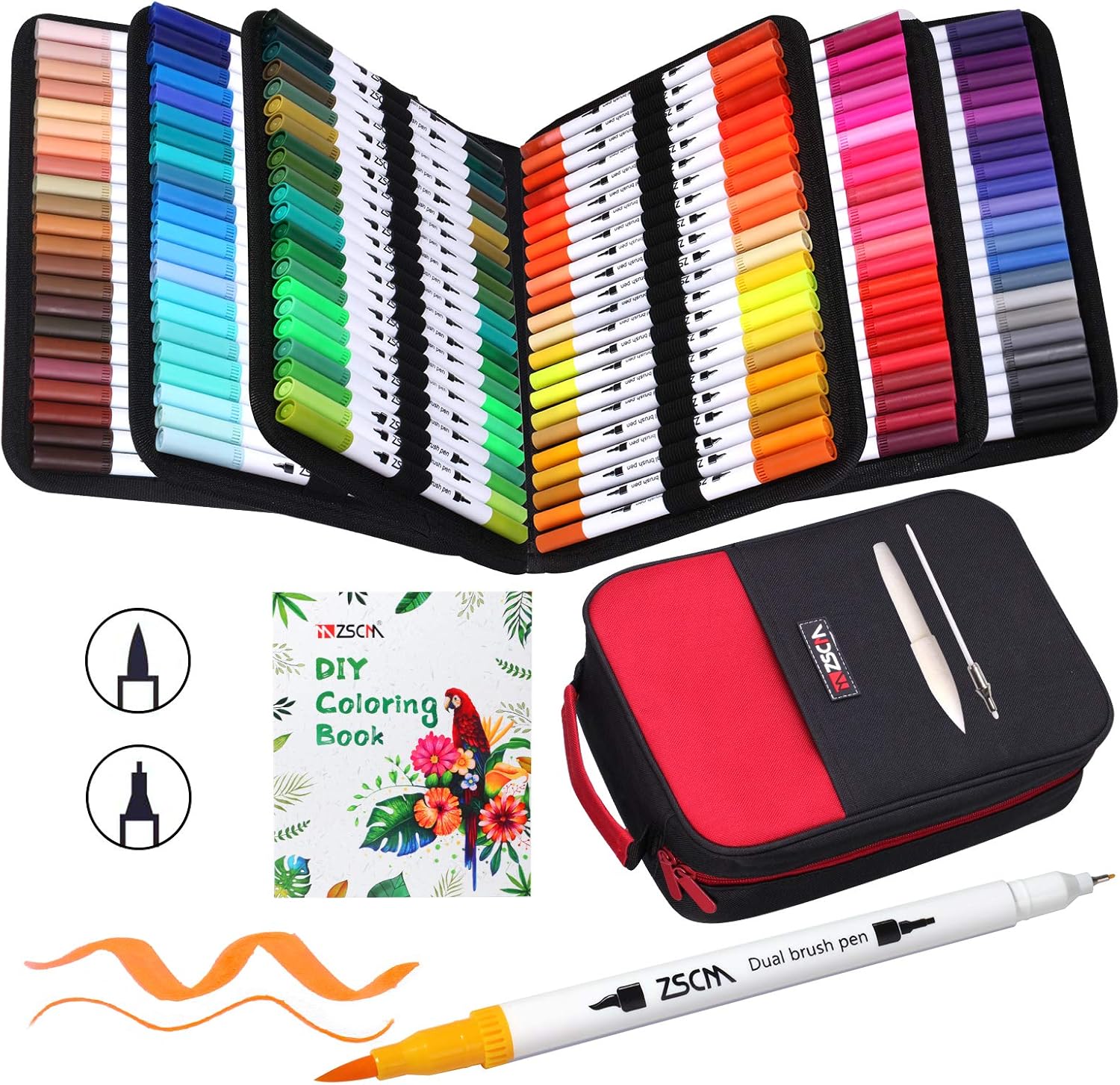 ZSCM 132 Colors Dual Brush Pens Art Markers, Artist Fine & Brush Tip