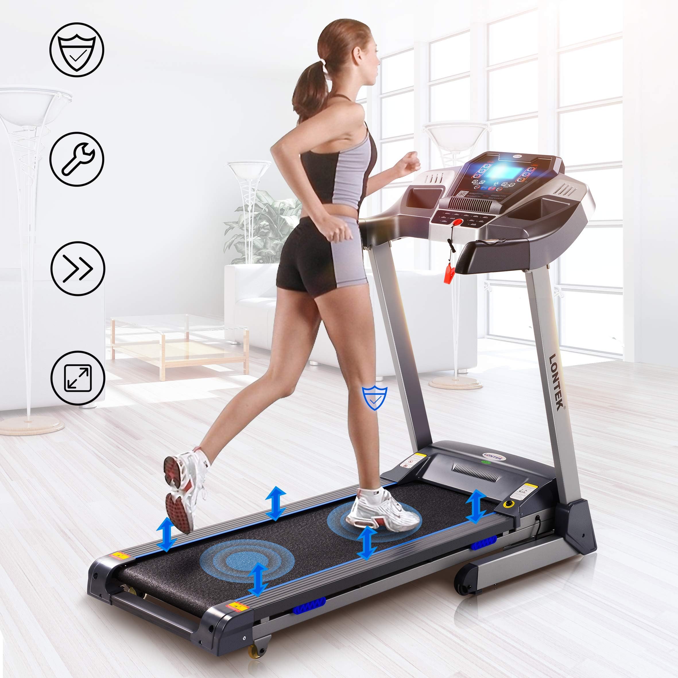 UMAY Bluetooth Motorized Treadmill/Speakers/MP3 & Folding for Running & Walking