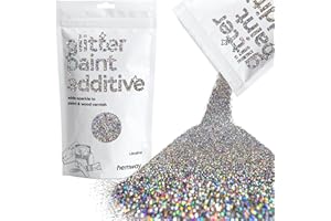 Hemway Glitter Paint Additive Crystals for Acrylic Emulsion Paint, Interior & Exterior Walls, Wood, Varnish, Matt, Gloss 100g / 3.5oz - Ultrafine (1/128" 0.008" 0.2mm) - Gun Metal Grey Holographic