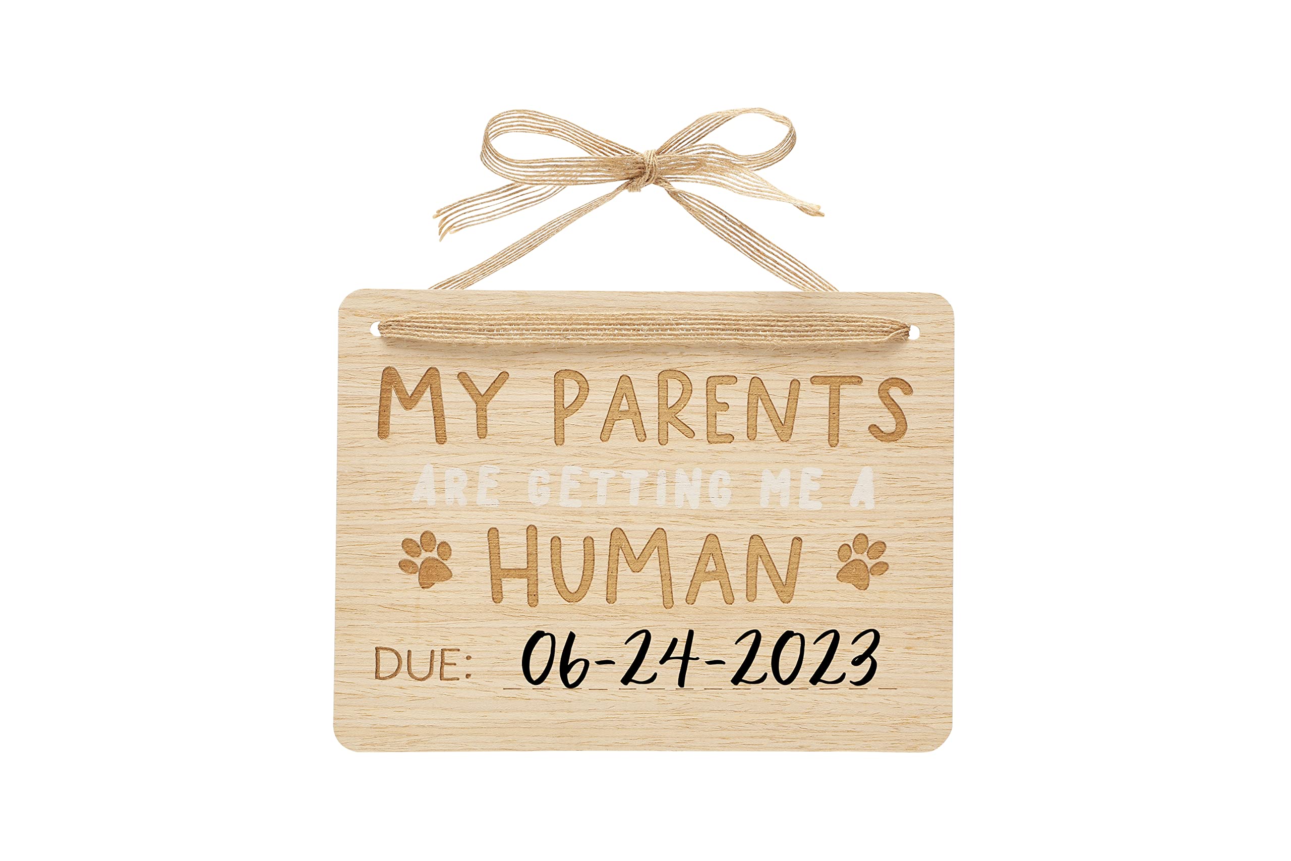Pearhead Wooden Pet Pregnancy Announcement Sign, Dog New Baby Photo Prop Board, Customizable Fill in Sign, Baby Arrival Keepsakes, Gifts for Expecting Parents