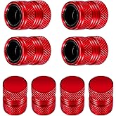 Valve Stem Caps, Ymapinc 8 Pack Aluminum Alloy Tire Valve Stem Caps Set Tyre Air Car Tire Caps Red Universal for Cars Trucks Motorcycles SUVs and Bikes