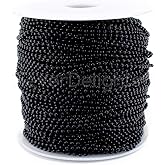CleverDelights 2.4mm (3/32") Ball Chain - Dark Black Color - 30 Feet