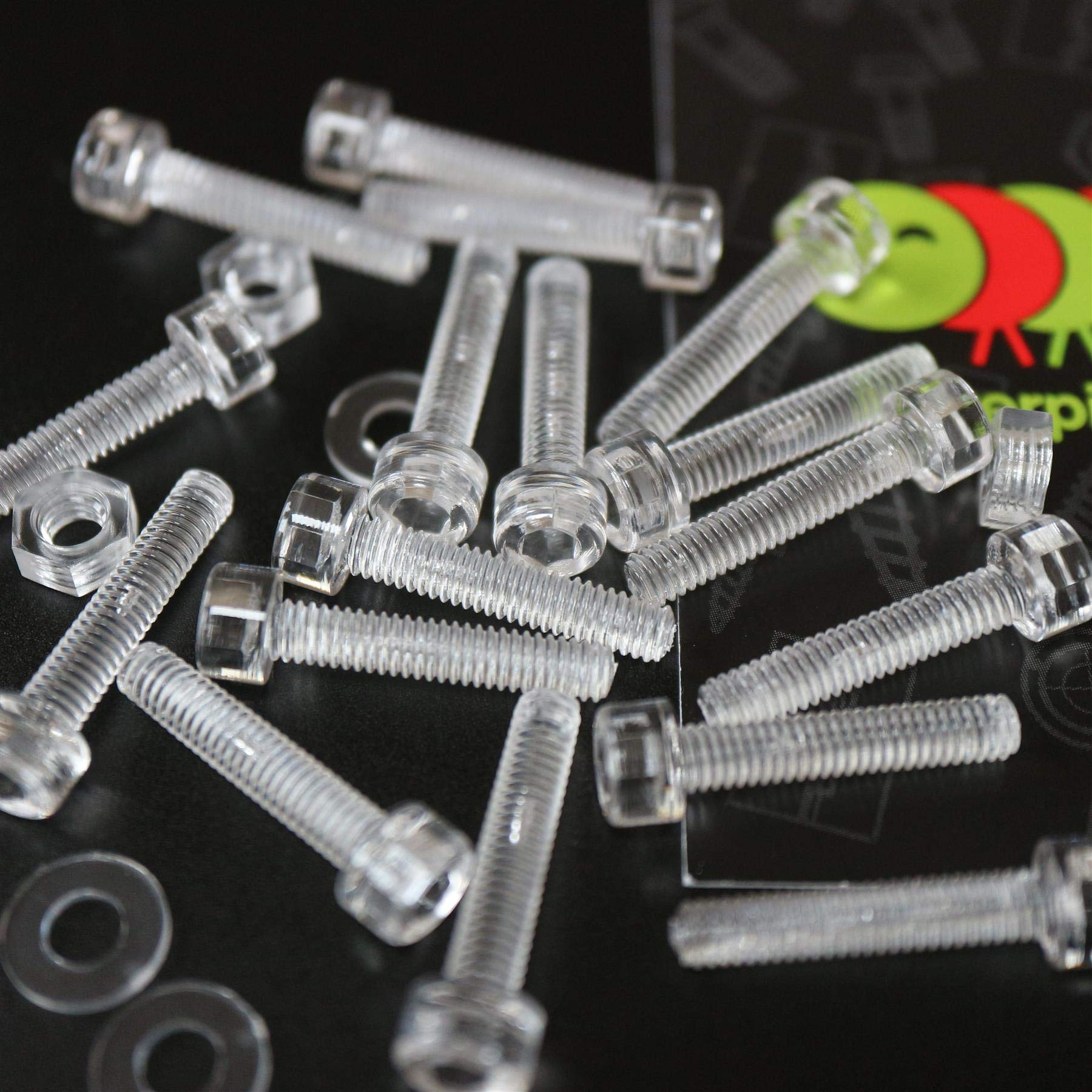 50 x Polycarbonate Socket Head, hex Head, Plastic Machine Screws, M4 x 20mm, Plastic Bolts, Nuts & Washers, Transparent Clear Plastic Acrylic, Hex Head Head Bolt