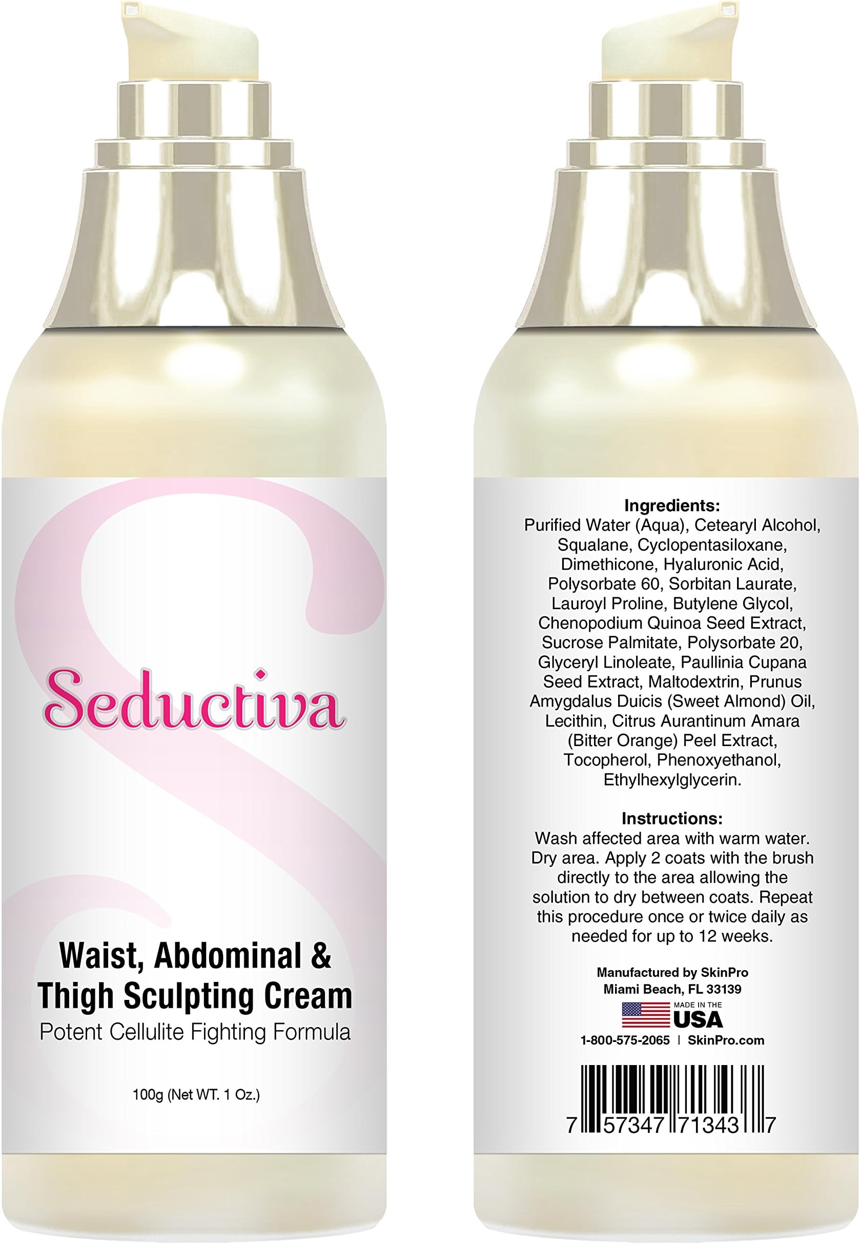 Seductiva Potent Cellulite Fighting Formula - Skin Firming and Tightening Lotion For Body, Fat Burning & Slimming Cream for Waist, Anti Cellulite Cream For Stomach & Thigh Sculpting Enhancement - 1 oz