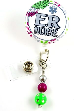 Amazon Com Er Nurse Retractable Id Badge Holder Nurse Badge Badge Clip Badge Reels Pediatric Rn Name Badge Holder Office Products