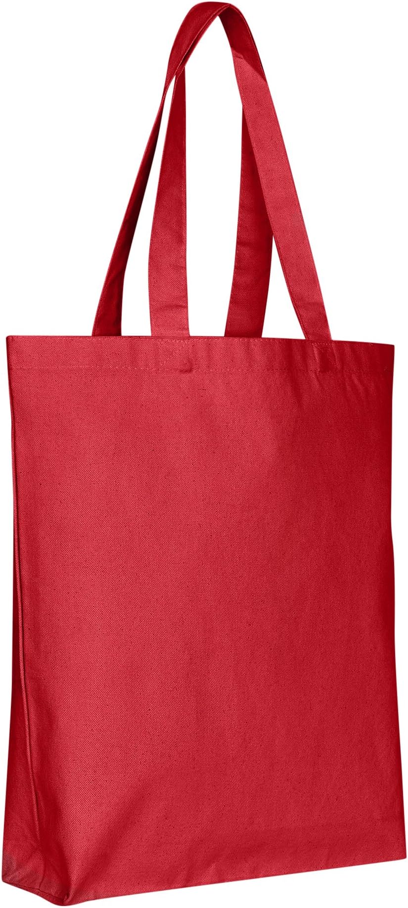 BagzDepot (Pack of 12) Blank Canvas Reusable Plain Grocery Promo Tote Bags with Bottom Gusset - 15"W x 15"H x 3"D (Red)