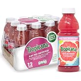 Tropicana Ruby Red Grapefruit Juice Drink, 15.2 fl oz Bottles, (Pack of 12) | Single Serve, Real Fruit Juice, Excellent Source of Vitamin C, No Added Sugars, No Artificial Flavors, Shelf-Stable