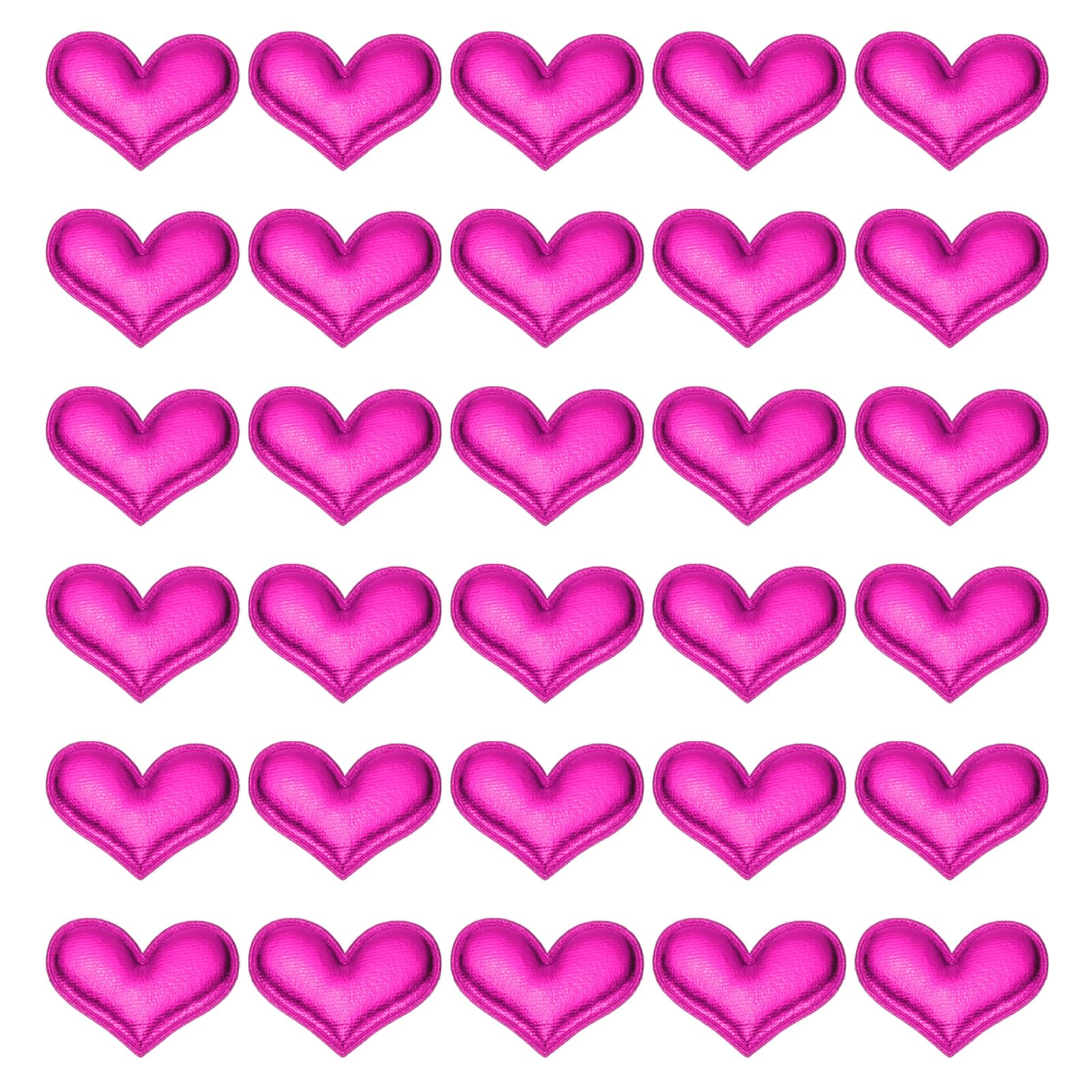 PATIKIL 50Pcs Heart Appliques Sew on Patches, Shiny Heart Embellishment Patches PU Padded Fabric Charms for DIY Craft Scrapbooking Decoration Wedding Home Decor, Rose Red