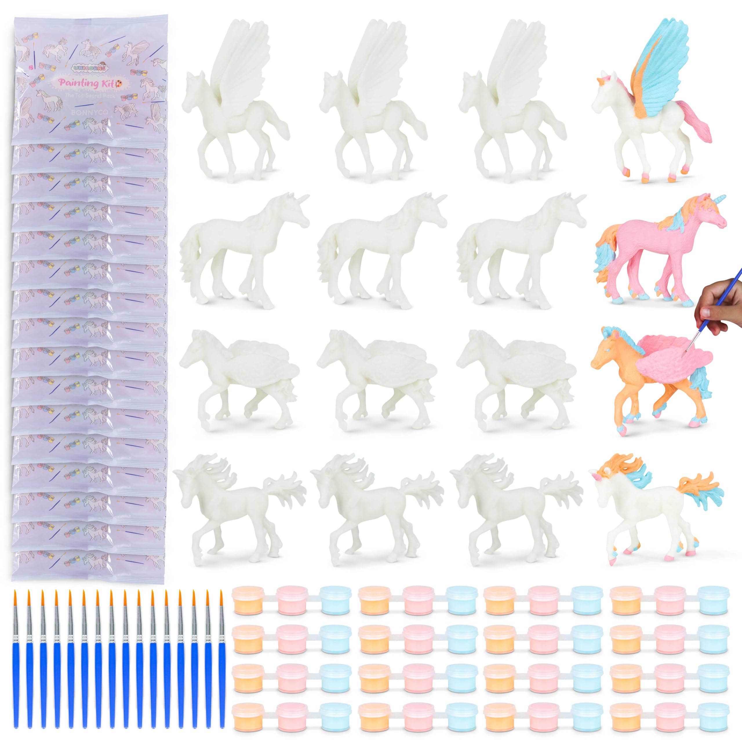 BONNYCO Unicorn Gifts for Girls Unicorn Party Bag Fillers for Kids, Painting Craft Kit Pack 16. Kids' Party Favours Girls Toys, End of Year Gifts Children. Pinata Filler, Return Birthday Prizes