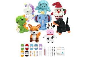 AZTWMYS 8Pcs Crochet Kit for Beginners, 2026 Great Christmas Gift for Crochet Lovers, DIY Craft for Adults and Kids, Crocheting Animal Kits with Step by Step Videos, Yarn, Crochet Hook, Birthday Holiday Gift