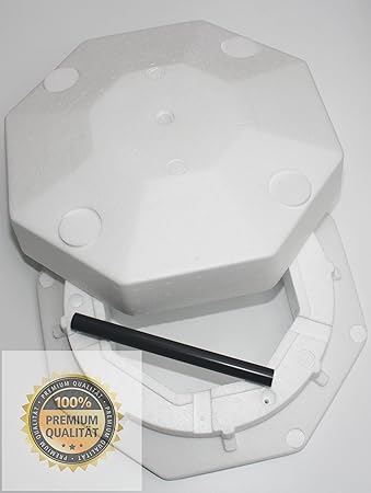 Premium Eisfreihalter für Gartenteich von Langenbach BLUE, 8-Eckig 40cm mit Lüftungsrohr und Deckel, Anti Ice Device