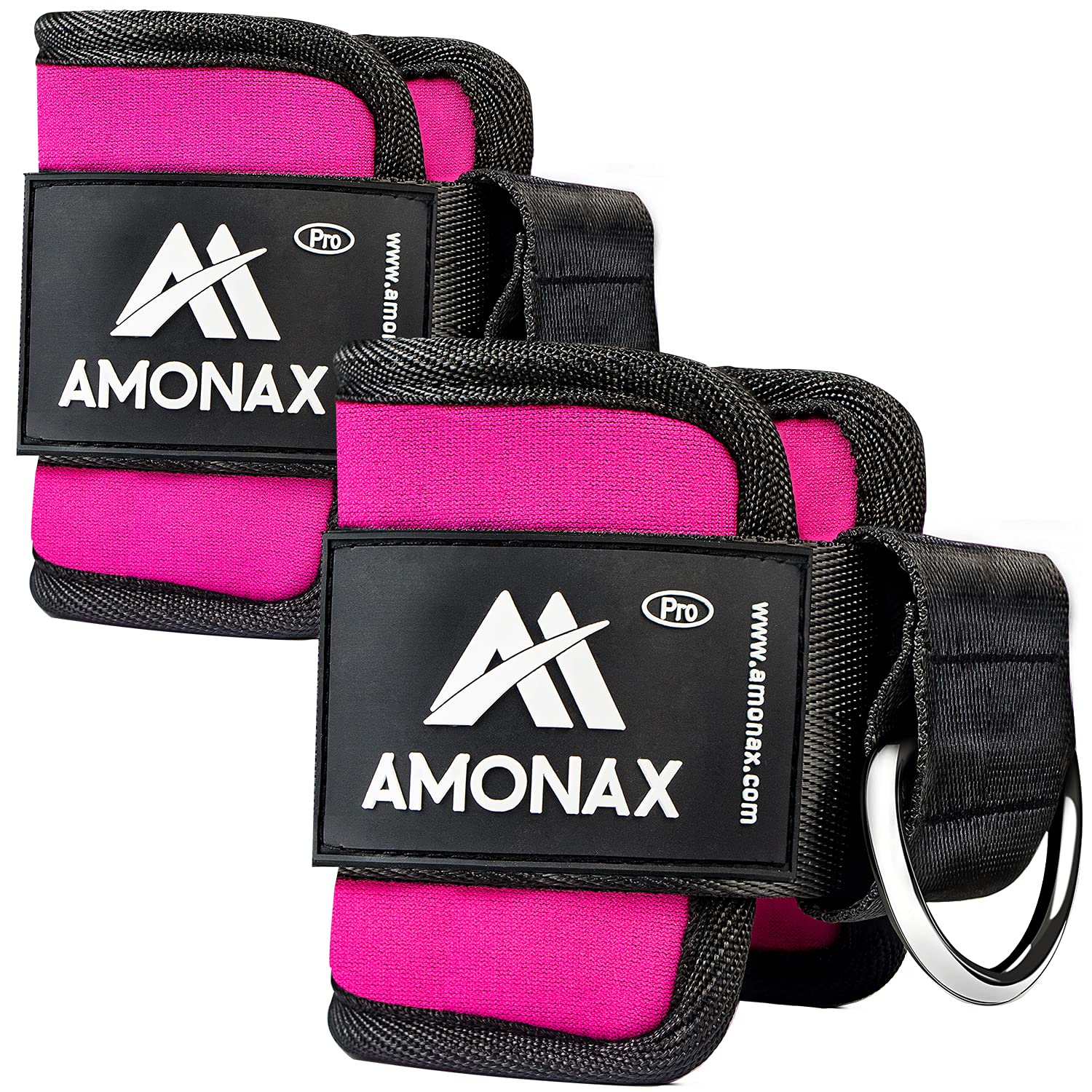 Amonax Ankle Straps for Cable Machines - Ankle Cuffs Cable Machine Attachments, Gym Ankle Strap Cable Attachment for Training and Workout at Home and Gym- 2 pieces, Pink