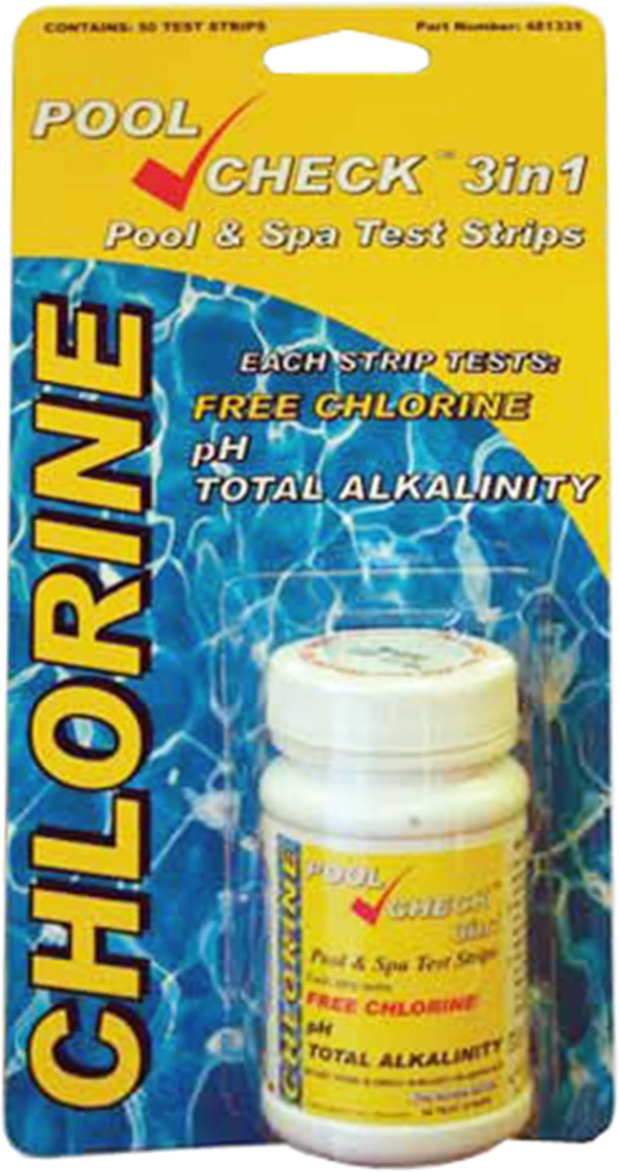 Pool Check 3 in 1 test strips for Swimming Pool and Spa Pool Tester Measuring Instrument, White, 21 x 10 x 5 cm Set of 50