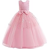 Glamulice Flower Girls Vintage Dress Long A Line Little/Big Girl Pageant Prom Dresses Bridesmaid Party Ball Gown