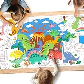 Gatherfun Dinosaur Party Giant Coloring Poster - 31.5X 72 Inches - Versatile Classroom Wall D&eacute;cor &amp; Birthday Activity - Dinosaur Poster or Table Cover for School Parties and Special Events