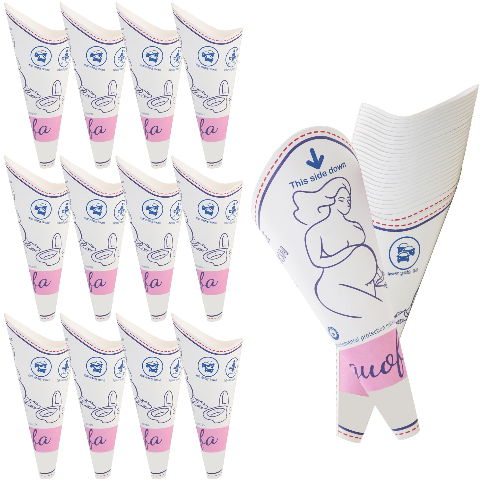 guofa Female Urination Device, Disposable Urinal for Women Portable Urinal Standing up for Women Waterproof Paper Pee Funnel for Festival, Camping, Car, Hiking Essentials for Women (50PCS)