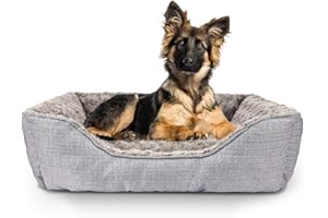 FURTIME Durable Dog Bed for Large Medium Small Dogs Soft Washable Pet Bed Orthopedic Dog Sofa Bed Breathable Rectangle Sleeping Bed Anti-Slip Bottom(30'', Grey)
