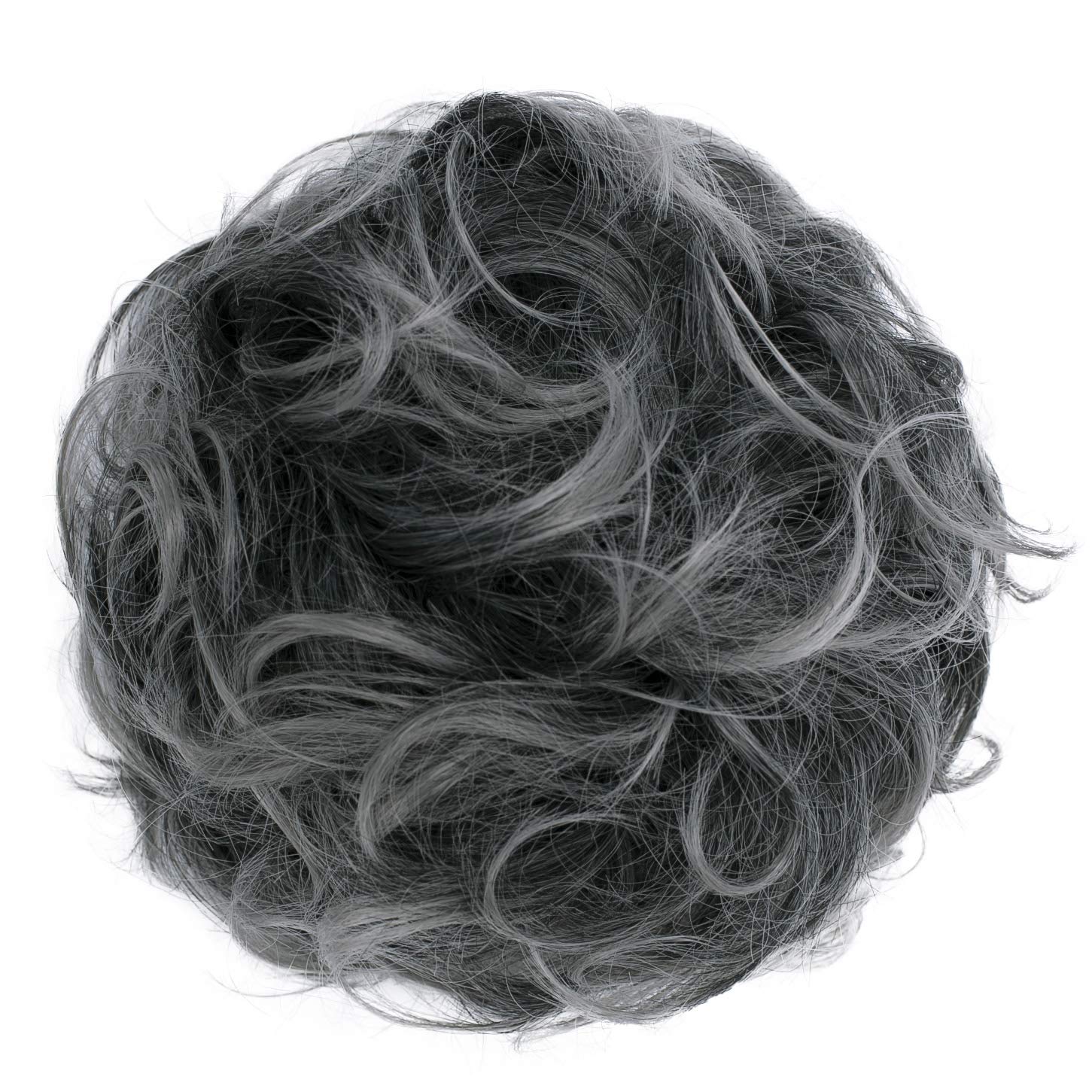 CAISHA Large Hairpiece Scrunchy Instant Updo Curly Messy Bun Ash Gray Mix G26E