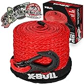 X-BULL Synthetic Winch Rope - Cable Kit -1/2" X 85ft 32000LBS Winch Line with Protective Sleeve Forged Winch Hook Safety Pull Strap go for 4WD Off Road Vehicle Truck SUV ATV UTV-Red