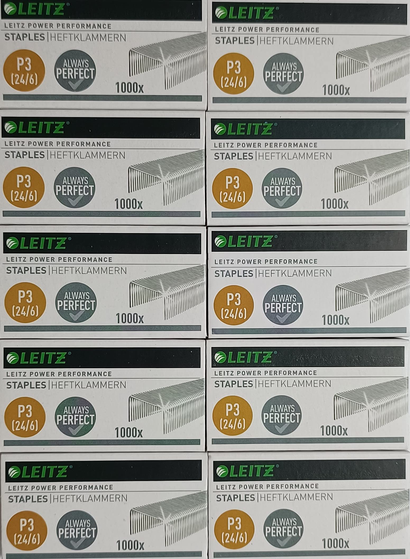 Leitz staples (24/6 mm), 1000 pieces, galvanised, 55700000, 24/6, (Pack of 10)