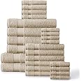 24 pc Taupe Bath Towels Set - 100% Ring Spun Cotton, Oversize Bath Sheets, Highly Absorbent Bathroom set for Home and Spa, 2 