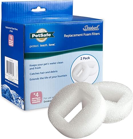 Petsafe Filtre En Mousse De Rechange Pour Fontaine à Eau Pour Animaux Drinkwell 360 En Plastique Pack De 2
