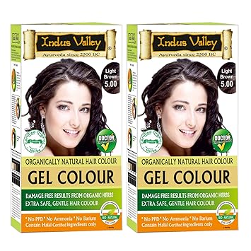 Indus Valley Organically Natural Gel Hair Color Light Brown 5.0- Set of 2