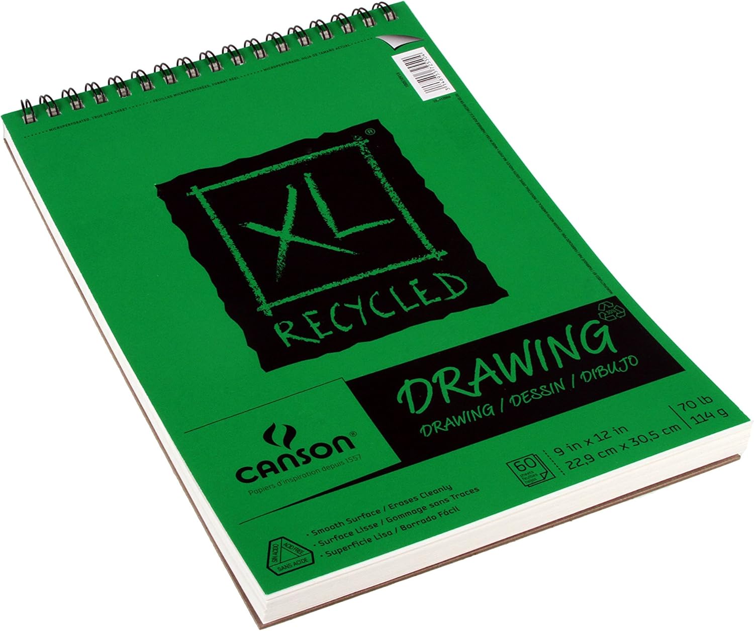 Canson XL Series Recycled Drawing Paper Pad, Top Wire Bound, 70 Pound, 11 x 14 Inch, 60 Sheets: Arts, Crafts & Sewing