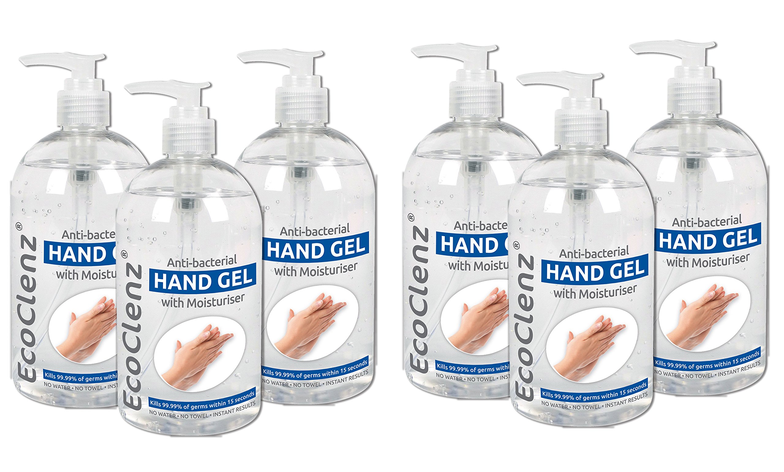 EcoClenz Anti-Bacterial Hand Gel (6 x 500ml Pack) — image 1