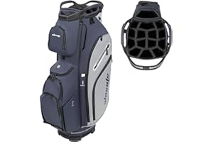 WOSOFE PU Leather Lightweight Men Women Blue White Black Green Golf Bag,Multiple 10 Pockets 14-Way Dividers Cooler Pouch Golf Cart Bag