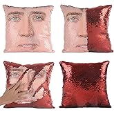 LydeLog Nicolas Cage Pillow Covers Sequin Pillow Cases Funny Gag Gifts Reversible Sequin Pillow Cover Decorative Throw Cushio