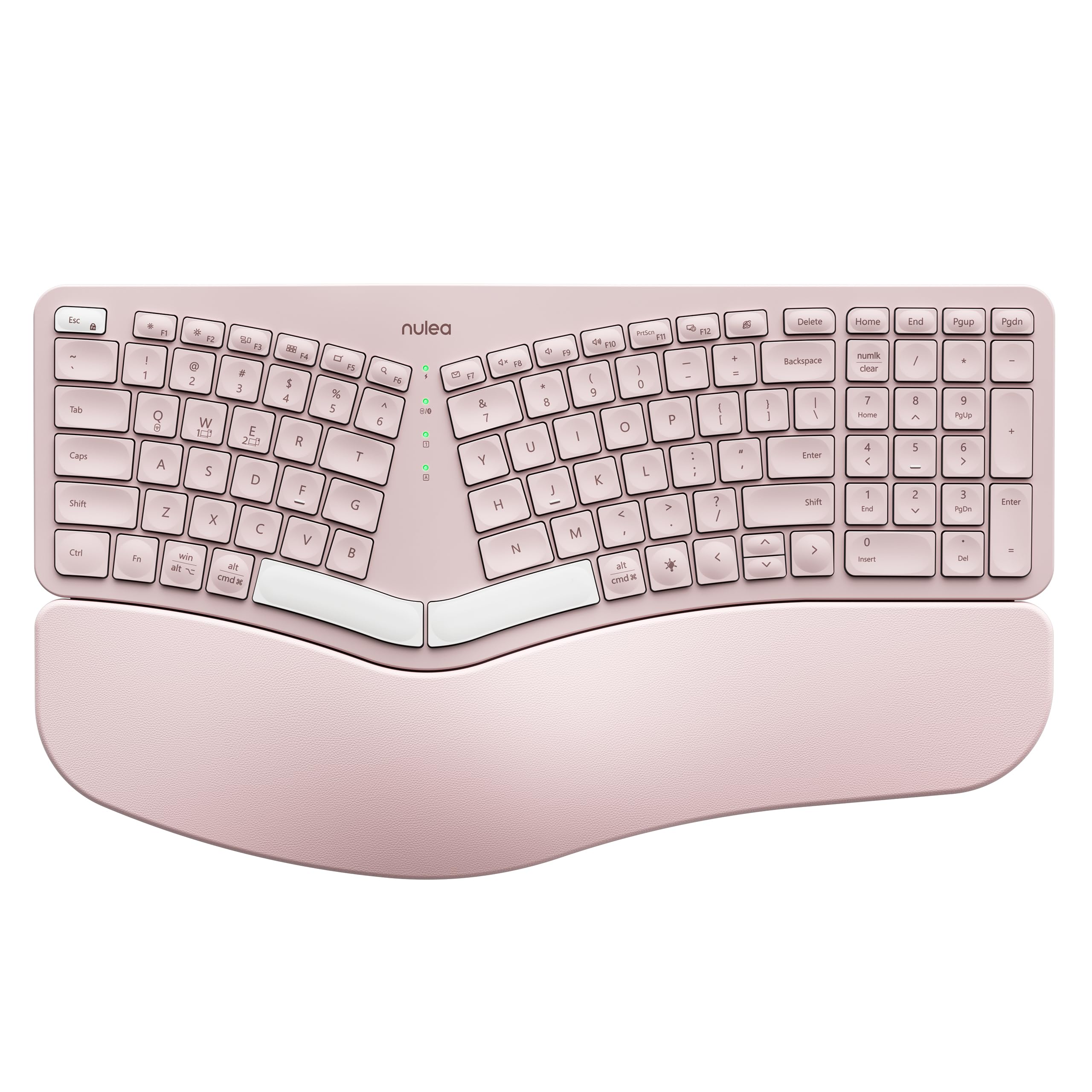 Photo 1 of Nulea RT05 Wireless Ergonomic Keyboard, Split Keyboard with Wrist Rest, USB-C Charging, 7-Color Backlight, Natural Typing, Bluetooth and USB Connectivity, Compatible with Windows,Mac(Pink)