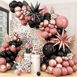Dusty Pink and Black Balloon Arch,Balloon Garland