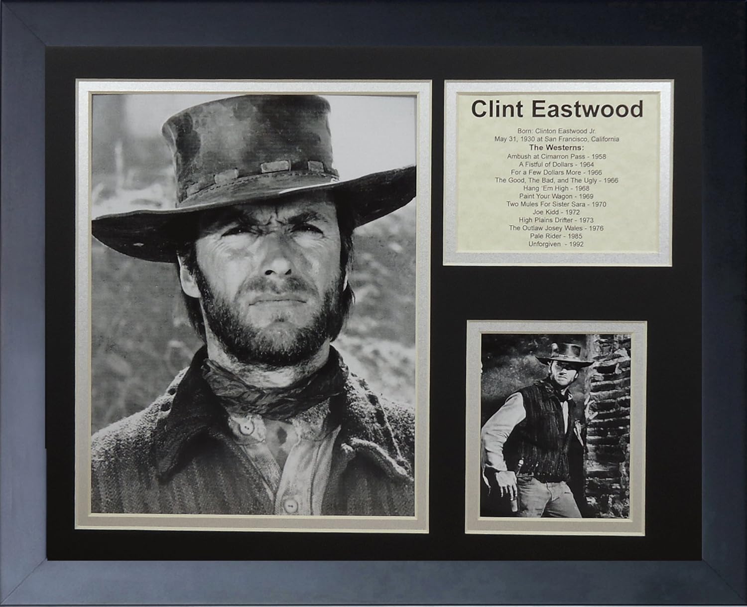 Photographs - Clint Eastwood- Western Television and Acting Icon Collectible | Framed Photo Collage Wall Art Decor - 12