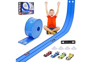 Voiture de course flexible de 4,6 m pour enfants, circuit de course double face avec ventouses, compatible avec Hot Wheels et