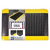 Durable Corporation-442S35BKY Vinyl Diamond-Dek Sponge Industrial Anti-Fgue Floor Mat, 3' x 5', Black with Yellow Border