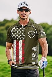 Mainfini Man Distressed 1776 Polo T-Shirt Green USA