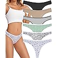 ANZERMIX Women's Breathable Cotton Thong Panties Pack of 6