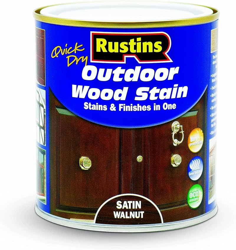 Rustins Quick Dry Outdoor Wood Stain Satin Walnut 500ml