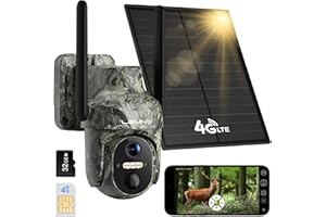 Lemnoi 4G LTE Wildlife Surveillance Camera Wireless, Pre-Installed SIM Card, Cellular Solar Security Camera Outdoor, No WiFi,