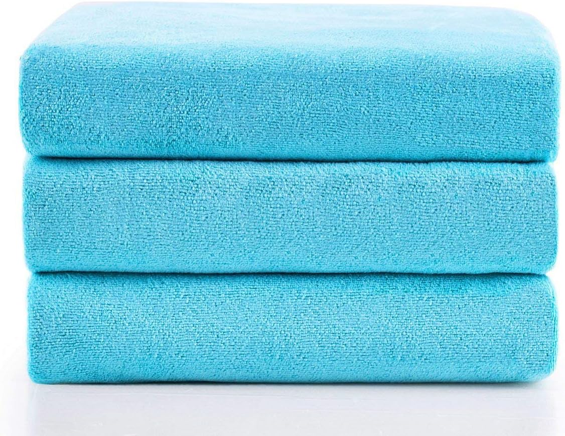 JML Microfiber Bath Towels, Bath Towel 3 Pack(27" x 55"), Soft, Super Absorbent and Fast Drying, Multipurpose Use for Sports, Travel, Fitness, Yoga - Sky Blue
