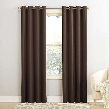 Sun Zero Barrow Energy Efficient Grommet Curtain Panel Chocolate